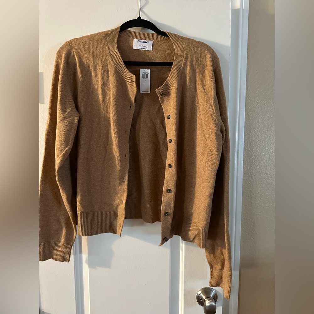 Old Navy crew cardigan light brown Large button down